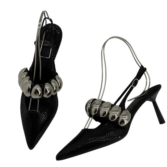 Jeffrey Campbell Shoes - Jeffrey Campbell Black Leather Persona Slingback Pumps Womens 8
